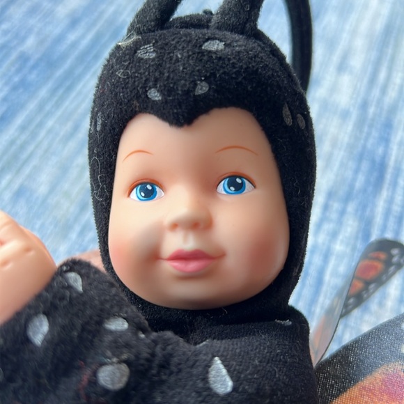 VINTAGE 1997 ANNE GEDDES DOLL 9” ORANGE WINGED BLACK BABY BUTTERFLY OPENED EYES - Picture 5 of 5